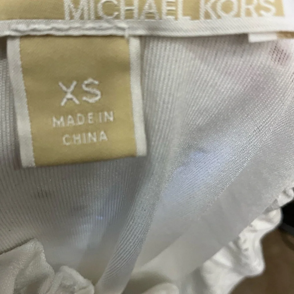 Michael Kors White Eyelet Ruffle Hem Sleeveless Shift Dress Size XS
